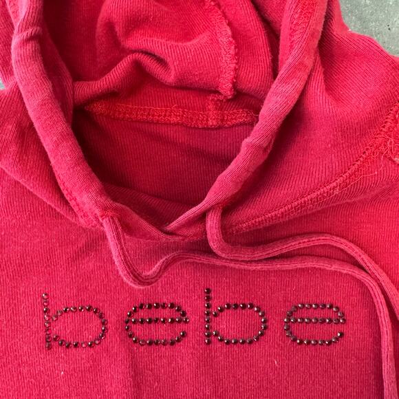 Vintage Y2K Bebe Mcbling Rhinestone Hoodie Pullover Sweatshirt Red Longsleeve S - Picture 3 of 5